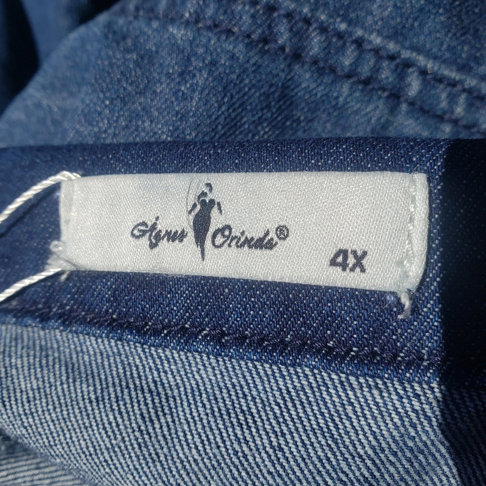 Agnes Orinda Denim Jacket Jean Shacket Size 4X Dark Blue RET $87.99 - Picture 5 of 16